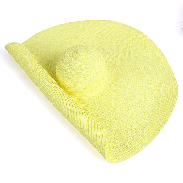 Sombrero de playa de paja con ala ancha extragrande para mujer - Protección UV