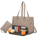 2 In 1 Lunch Tote Bag For Work And Laptop Insulated Carrier Khaki 36x16x30cm