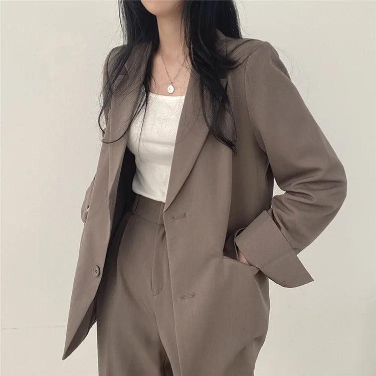 Hailey | Conjunto de Fato Feminino Ajustado com Blazer Comprido