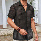 Men's Summer Mesh Short Sleeve Shirt Black