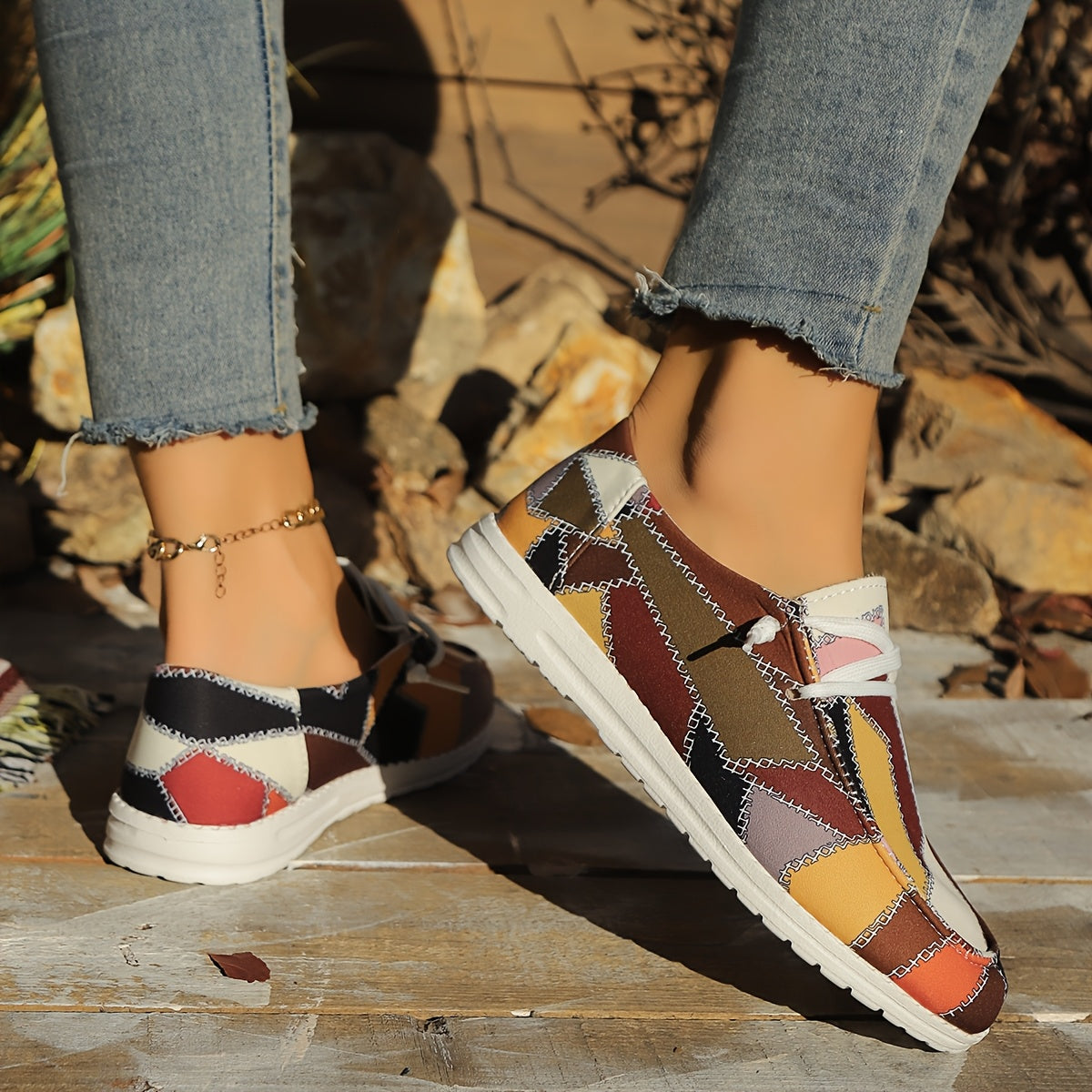 Women's Stylish Plaid Canvas Sneakers