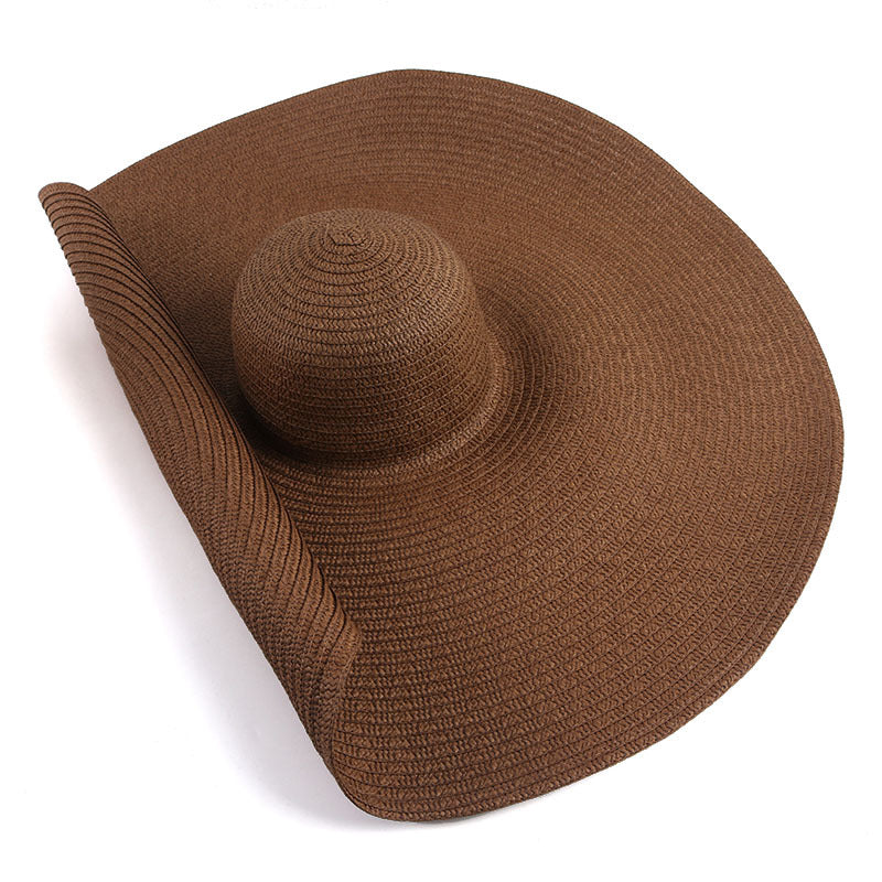 Sombrero de playa de paja con ala ancha extragrande para mujer - Protección UV
