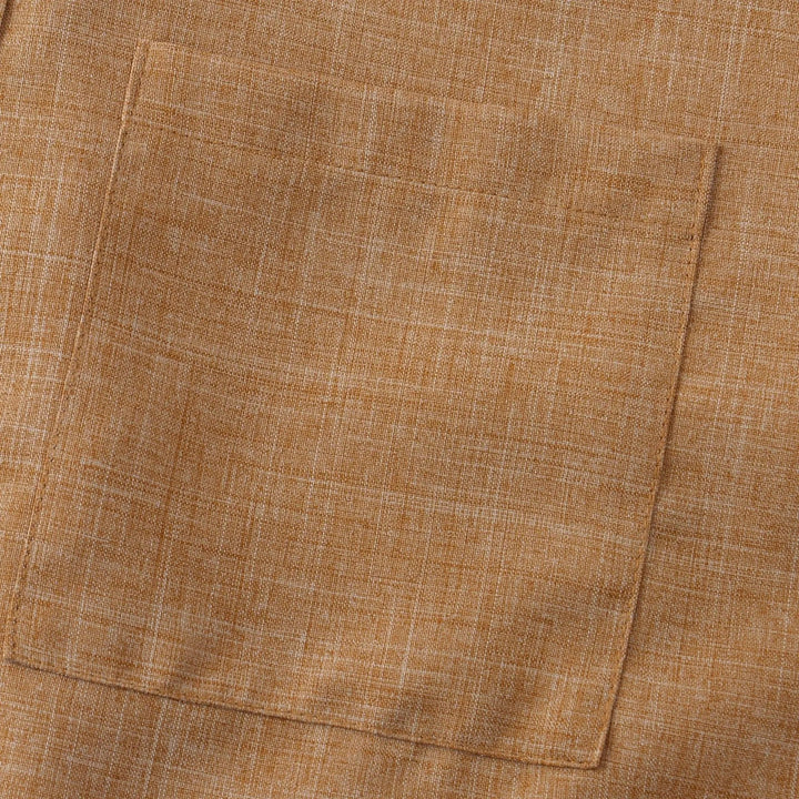 Lightweight Cotton Linen Short Sleeve Shirt Mandarin Collar-MODAUTLET