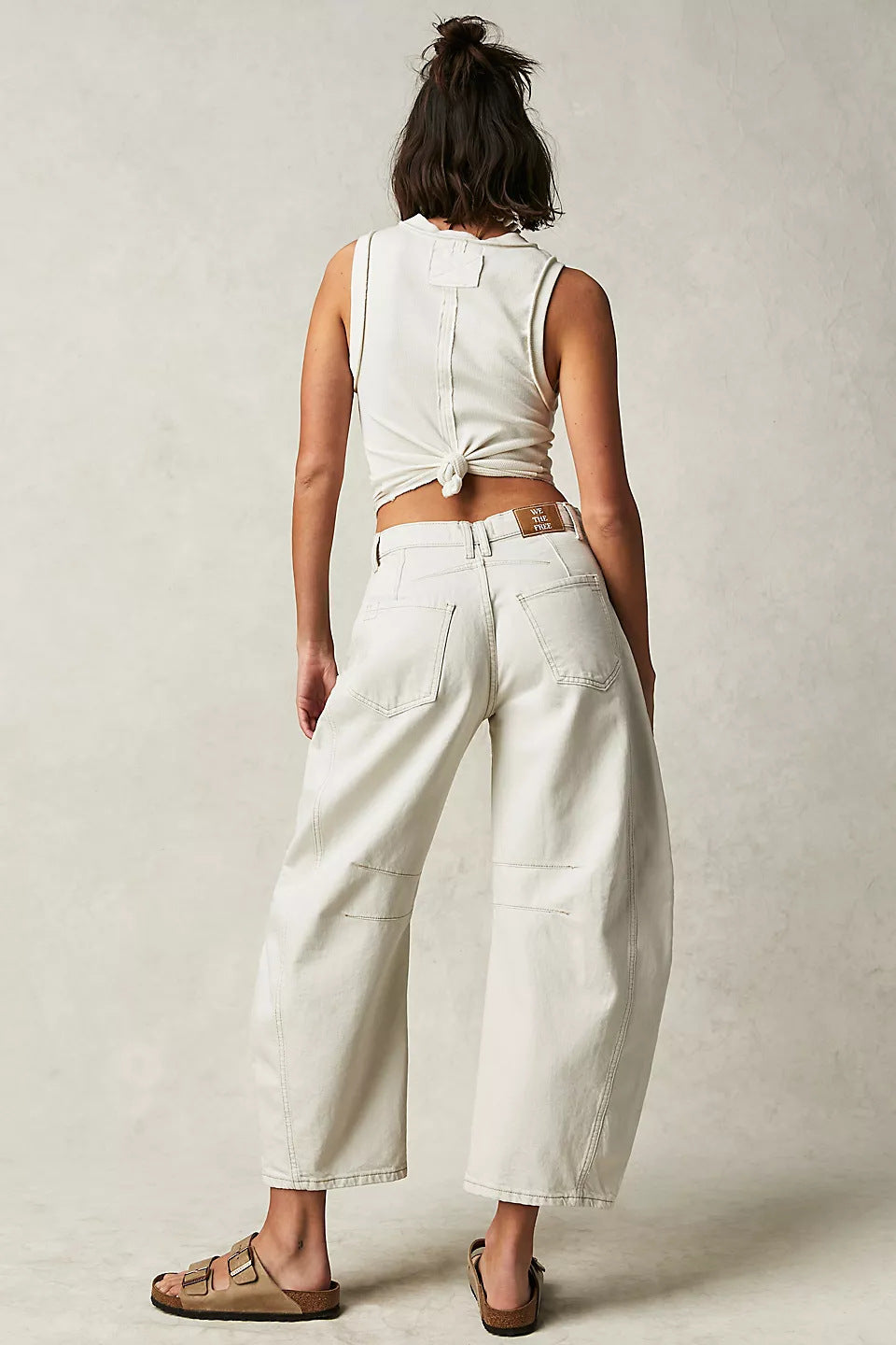 High-Stretch Mid-Rise Barrel Jeans-MODAUTLET