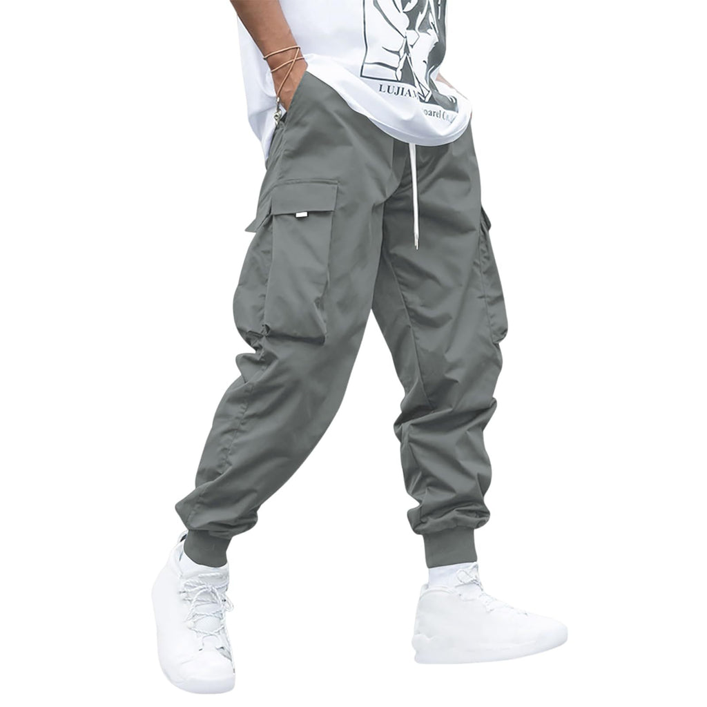 Men's Cargo Joggers with Multi-Pockets Dark Grey