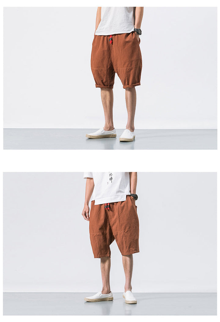 Relaxed Linen Shorts With Drawstring For Summer Comfort-MODAUTLET