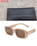 Retro Candy Color Small Frame Sunglasses With glasses bag Milk tea color