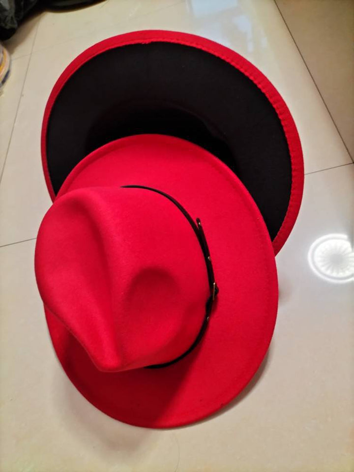 Chapeau Fedora en laine à blocs de couleur élégant pour hommes et femmes