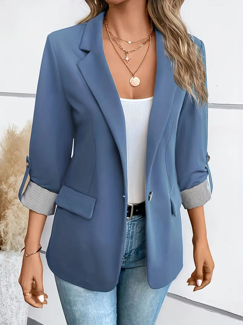 Tailored Womens Blazer For Professional Power Suit Office Light Blue