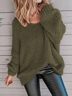 Women's Cozy Long Sleeve Sweater Army Green