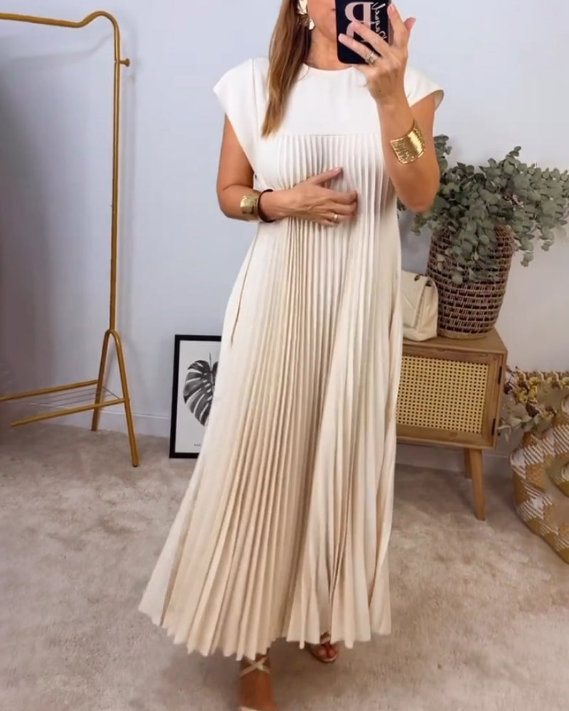 Women's Flowy Pleated Maxi Dress for Cocktail Events