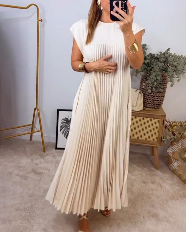 Women's Flowy Pleated Maxi Dress for Cocktail Events