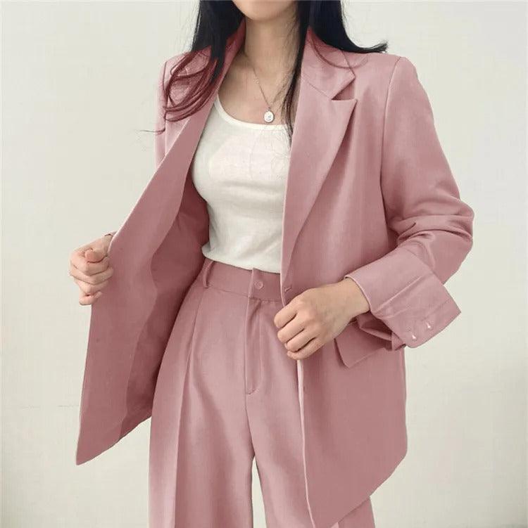 Hailey | Conjunto de Fato Feminino Ajustado com Blazer Comprido