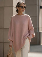 Women’s Oversized Knit Pullover – Cozy Loose-Fit Sweater for Everyday Style Pink