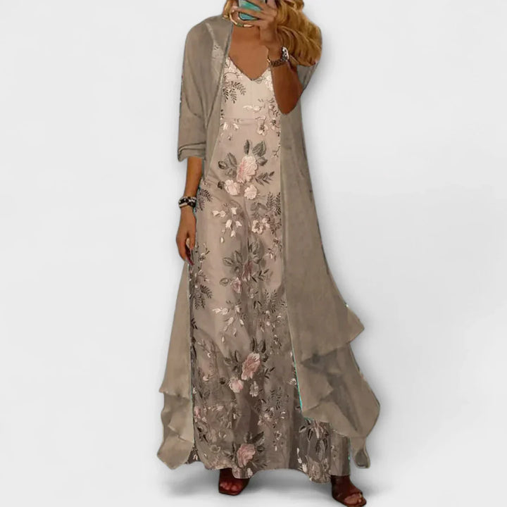 Beatrice | Women's Floral V Neck Maxi Dress Set