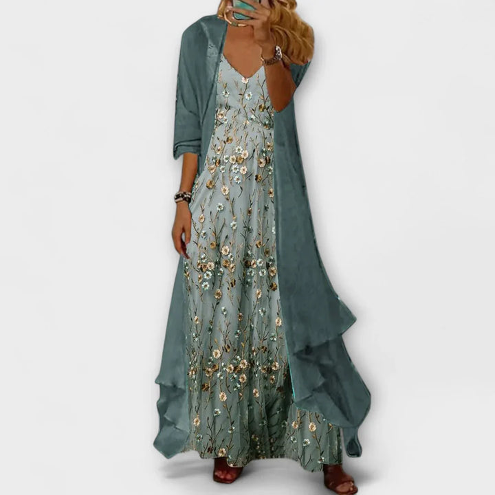 Beatrice | Women's Floral V Neck Maxi Dress Set