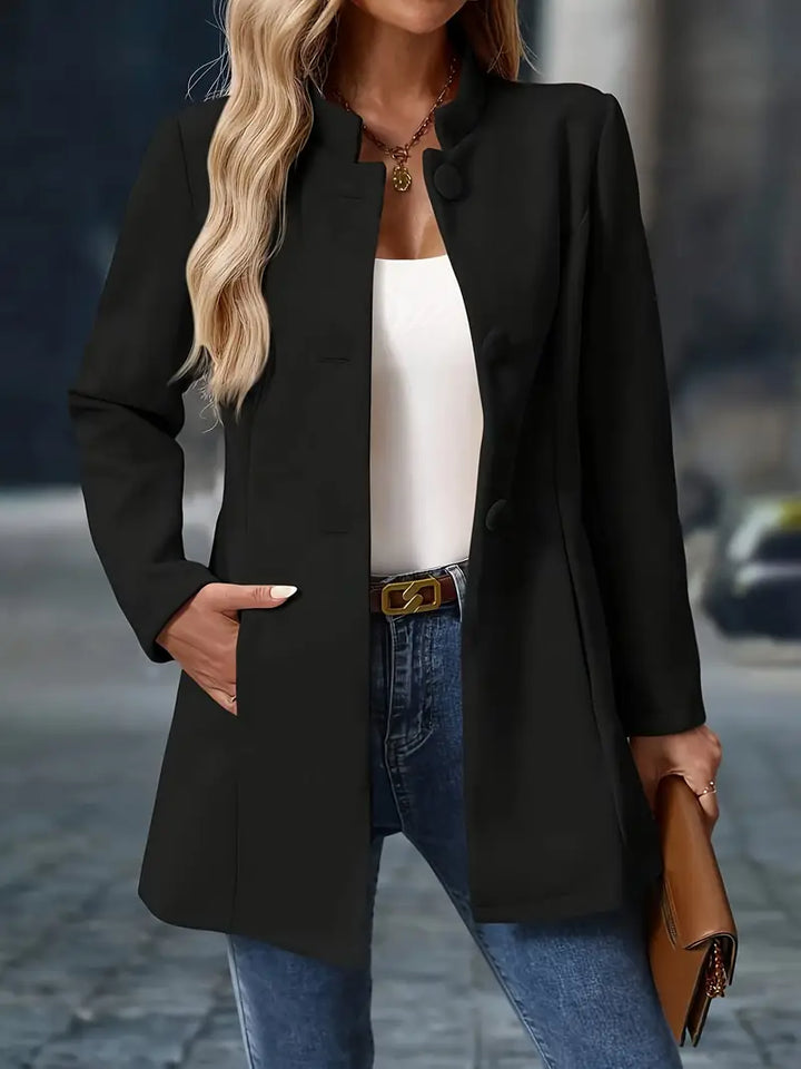 Abrigo blazer largo con botones delanteros para mujer