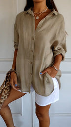 Women's Elegant Oversized Blouse Brown
