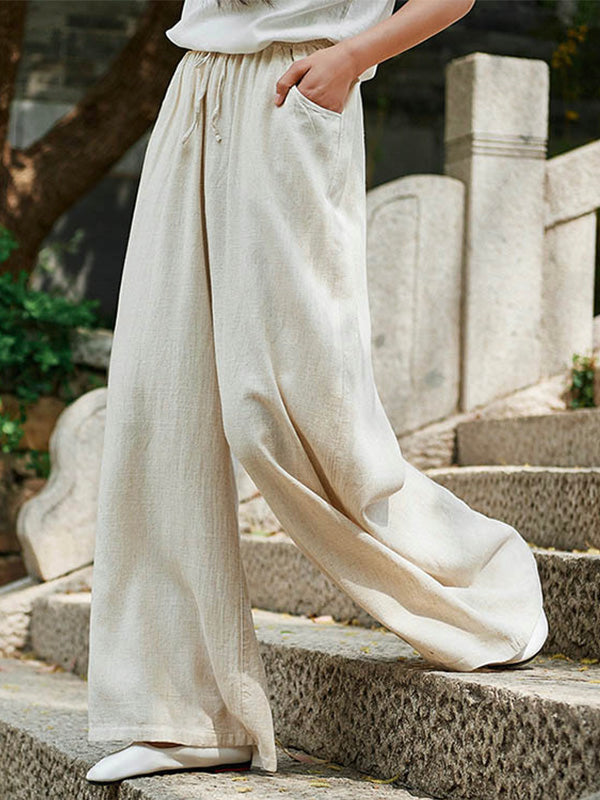 Women's Cotton Linen Wide Leg Trousers for Comfort and Style