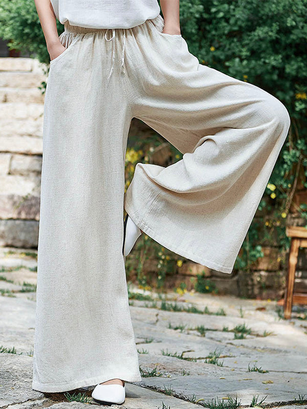 Women's Cotton Linen Wide Leg Trousers for Comfort and Style