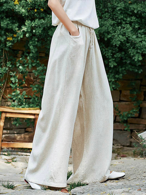 Women's Cotton Linen Wide Leg Trousers for Comfort and Style