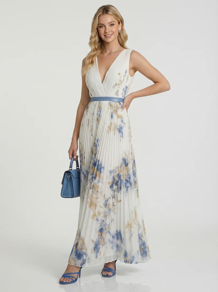 Betty | Vestido Maxi Sem Mangas com Decote em V e Estampa para Mulher