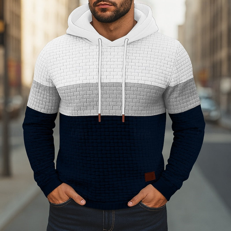 Men's Color Block Textured Hoodie