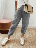 Striped Pants For Everyday Wear Comfortable And Stylish Noir