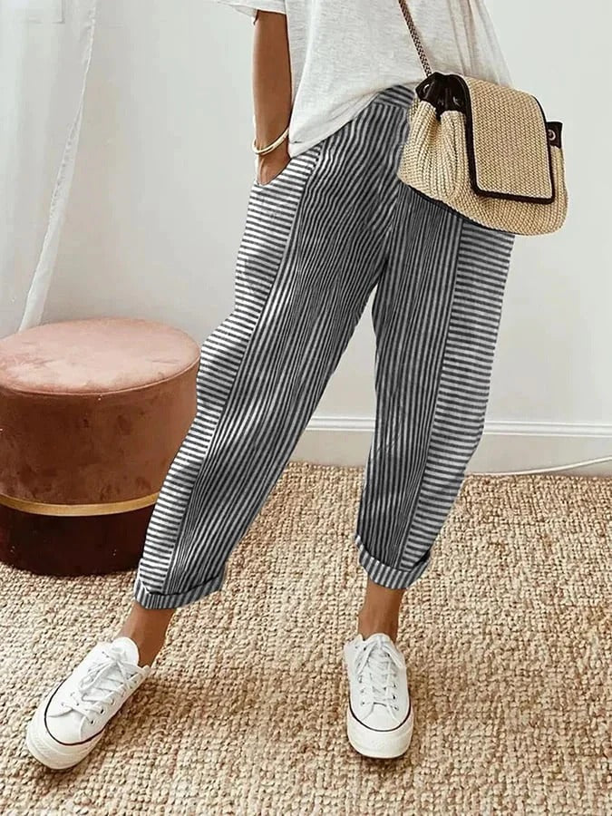 Striped Pants For Everyday Wear Comfortable And Stylish Noir