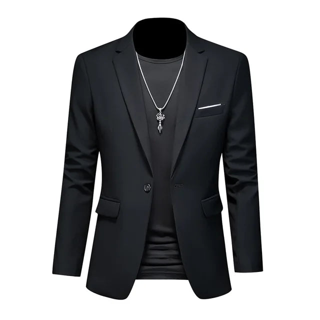 Mens Stylish Single Breasted Blazer Smart Casual For Men Black