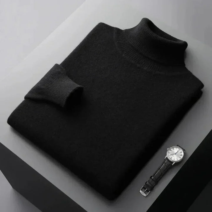 Men's Long Sleeve Relaxed Fit Turtleneck Sweater Black