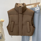 Thick Cropped Vest for Women Coffee