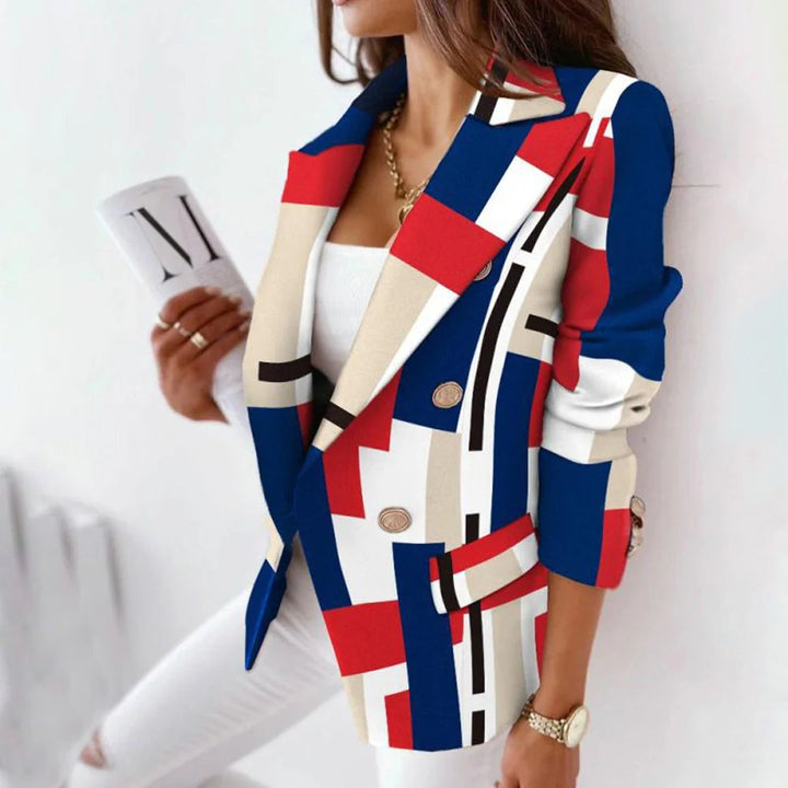 Womens Checkered Blazer Thermal Lined Polyester Versatile-MODAUTLET