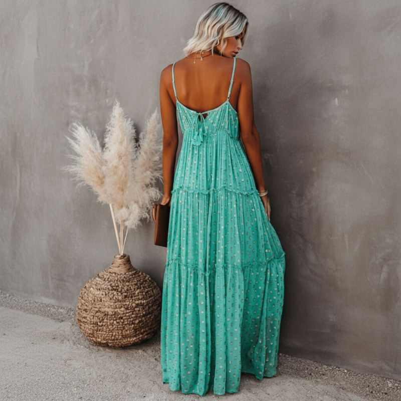 Women's Floral Bohemian Maxi Dress-MODAUTLET