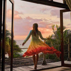 שמלת מקסי בוהו קשת בענן לנשים