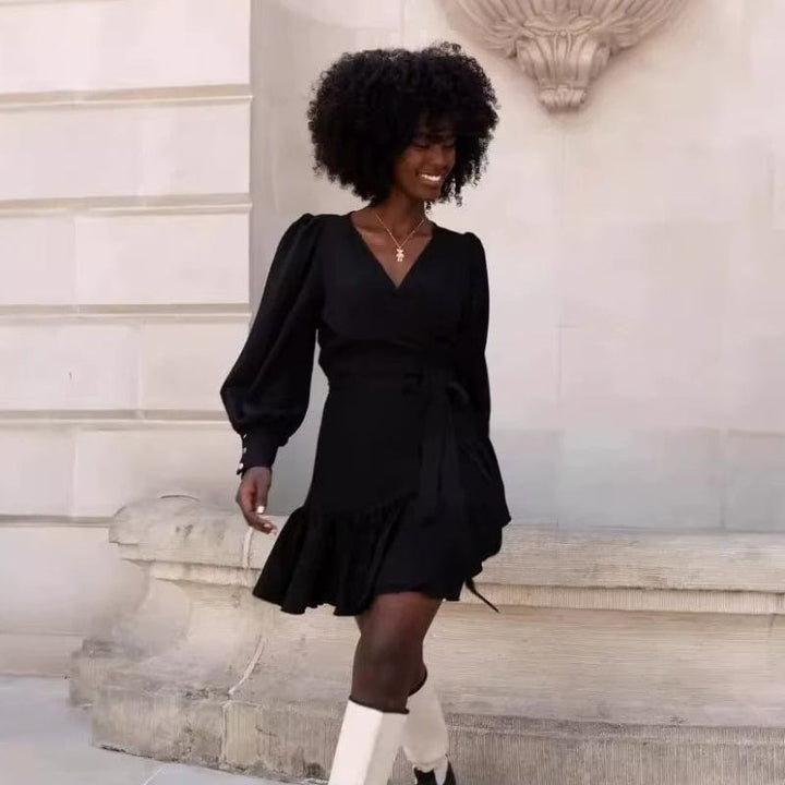 Women's V-Neck Bohemian Mini Dress-MODAUTLET