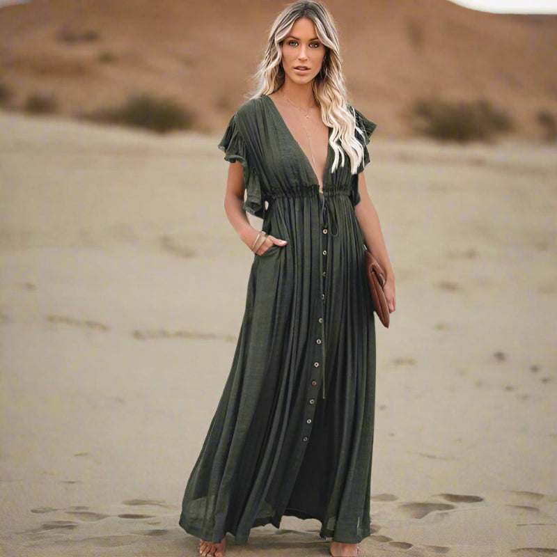 Robe maxi bohème pour femme - Paréo d'été pour la plage