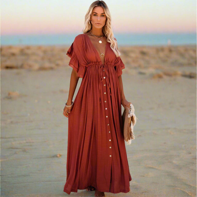 Robe maxi bohème pour femme - Paréo d'été pour la plage