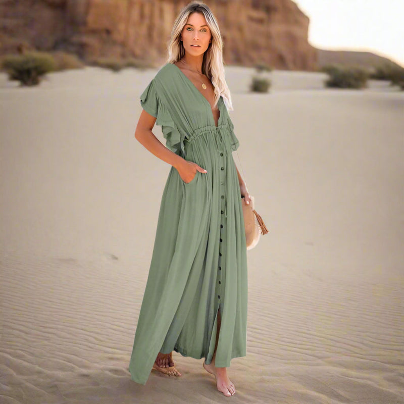Robe maxi bohème pour femme - Paréo d'été pour la plage