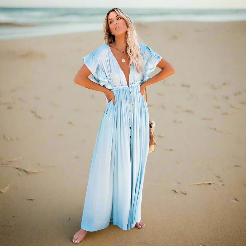 Robe maxi bohème pour femme - Paréo d'été pour la plage