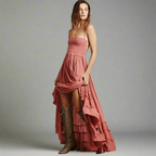 Długa sukienka damska bez pleców z wiązaniem na szyi