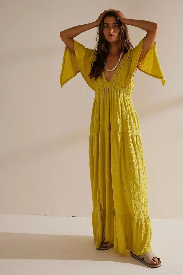 Women's Backless Bohemian Maxi Dress-MODAUTLET