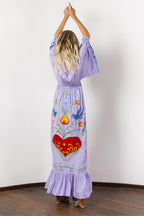 Kvinders broderede boheme maxi-kjole