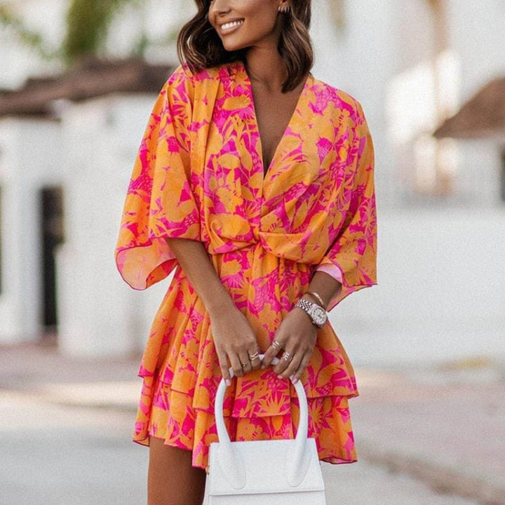 Women's Floral Mini Dress-MODAUTLET