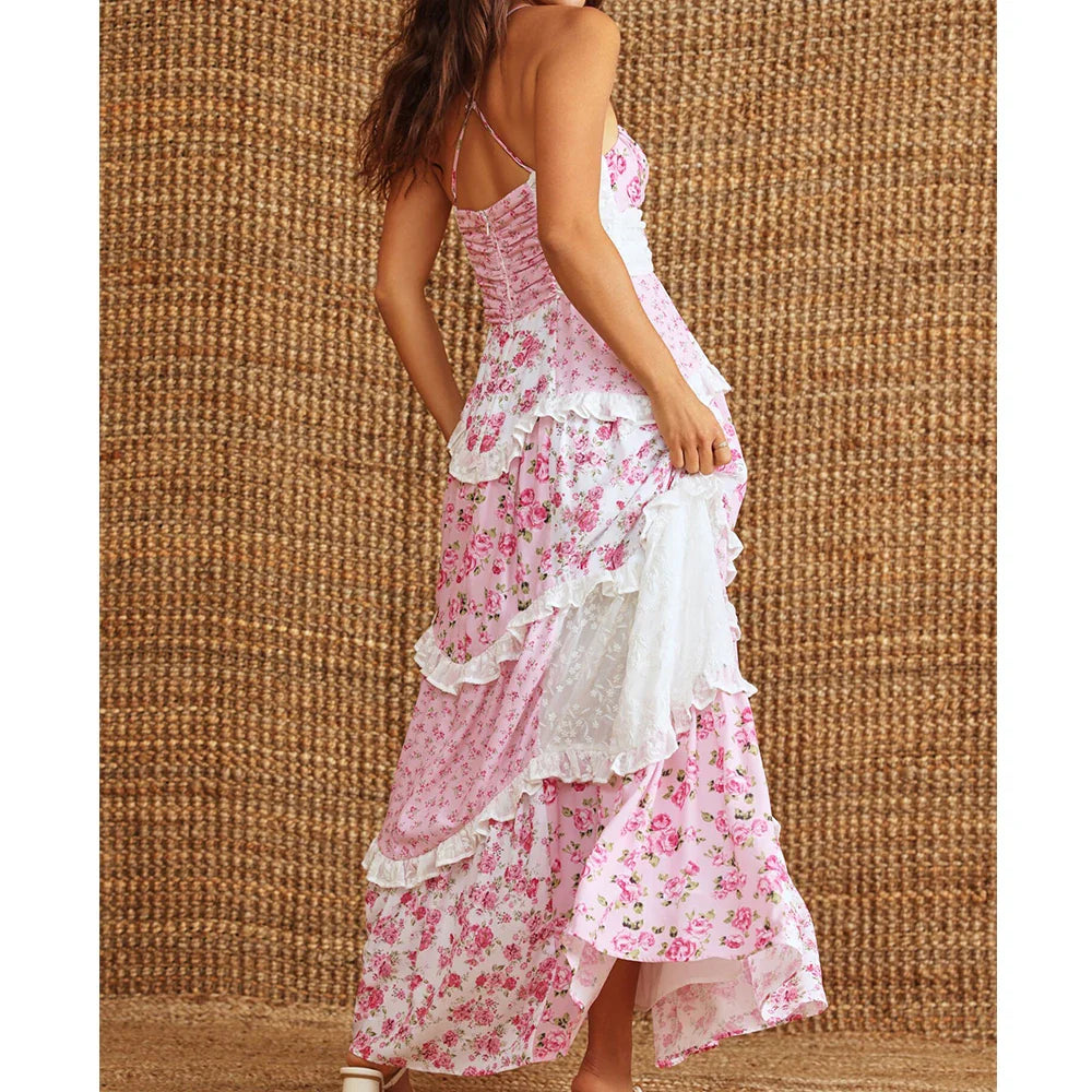 Robe maxi patchwork pour femme