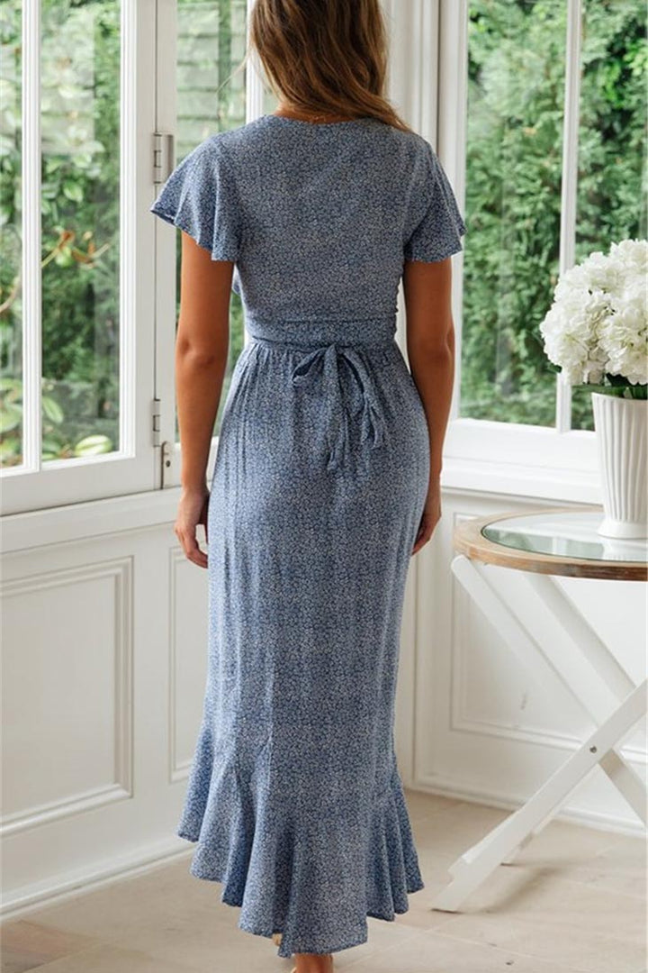 Women's V-Neck Midi Dress-MODAUTLET