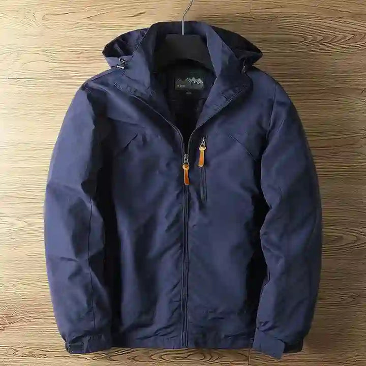 Men's Zip-Front Hooded Windbreaker with Drawstring Closure