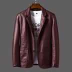 Men's Fall Leather Jacket - Stylish and Durable Outerwear Wine Red