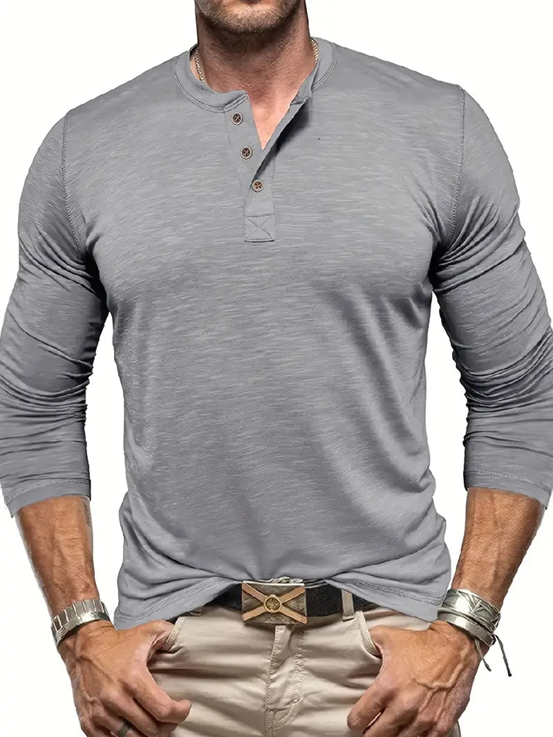 Men's Supreme Fit Henley Shirt Light Grey