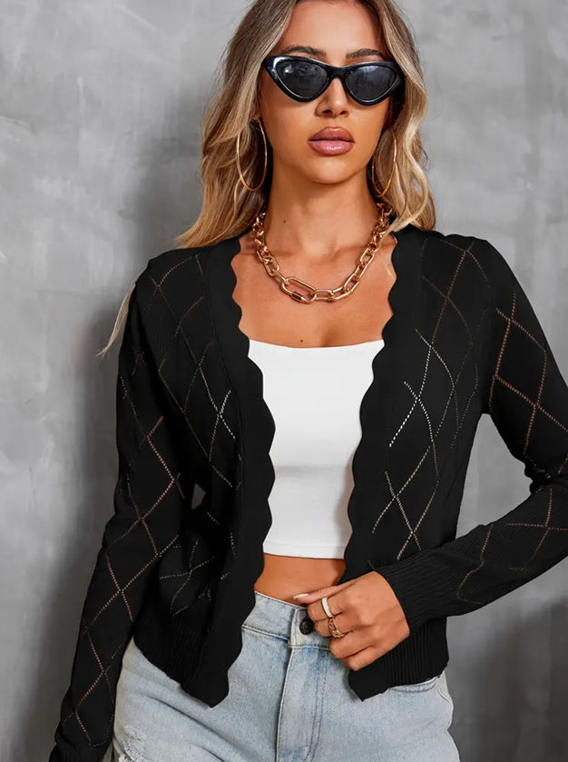 Cold-Weather Women's Cardigan Top Black